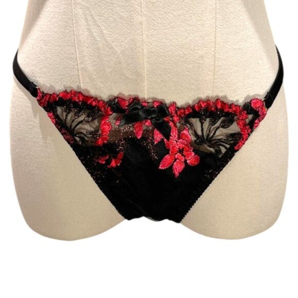 Agent Provocateur SET Pink and Black Brianna Bra 36DD String Brief LARGE NWT - Picture 13 of 17